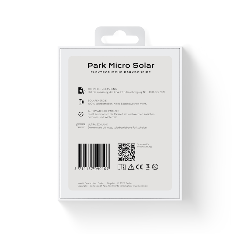 Needit Park Micro Solar solarbetriebene Parkscheibe Schwarz & Blau Set