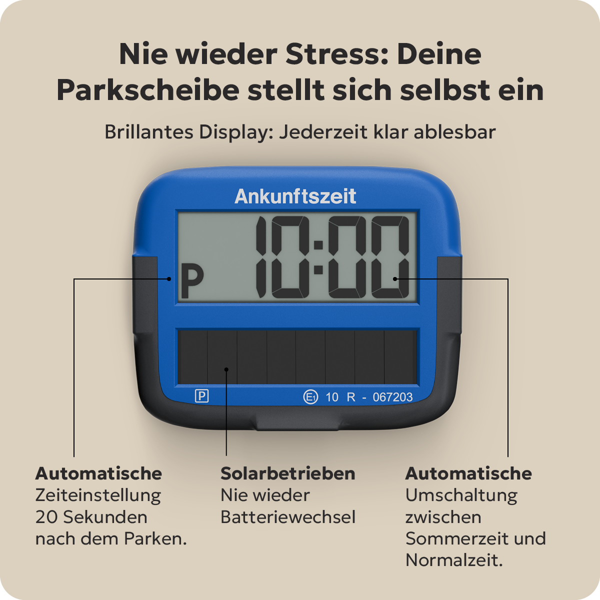 Needit Park Micro Solar solarbetriebene Parkscheibe Blau