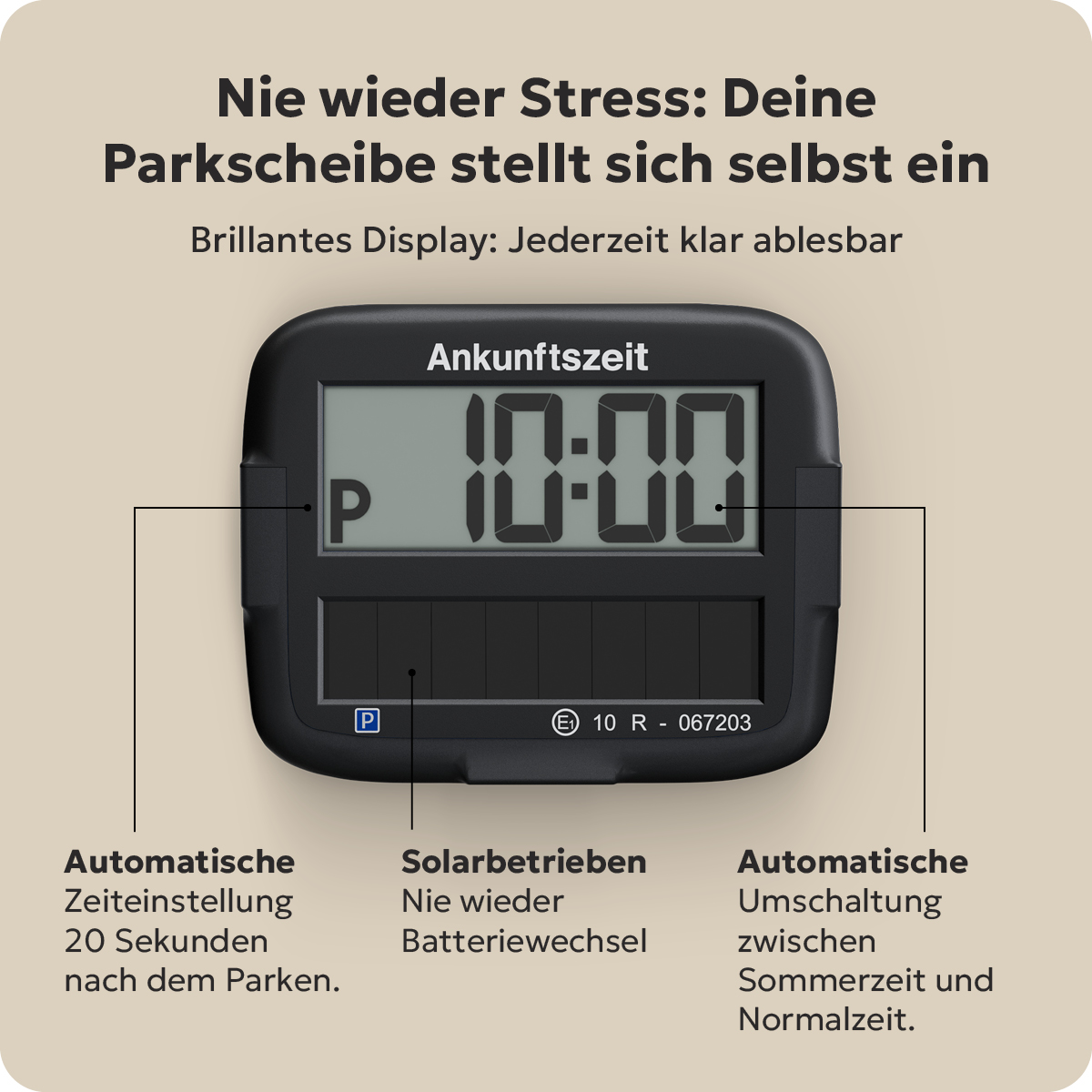 Needit Park Micro Solar solarbetriebene Parkscheibe Schwarz & Blau Set