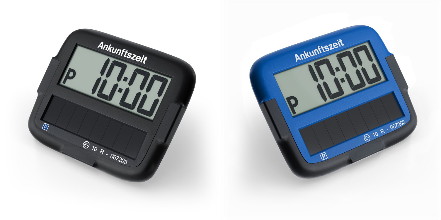 Needit Park Micro Solar solarbetriebene Parkscheibe Schwarz & Blau Set